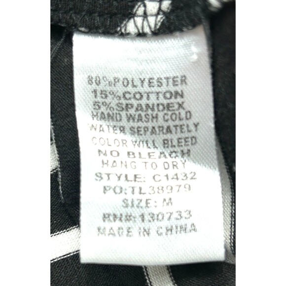 Umgee VNeck Cap Sleeve Blouse Women M Black White Stripe Twist Knot Front 1182H - Picture 11 of 11